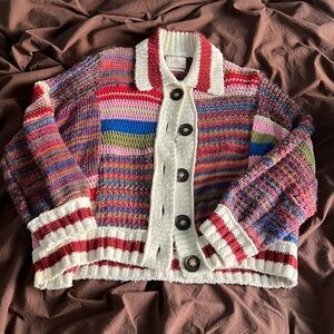 Urban outfitters colorful chunky knit oversized cardigan. Size small.